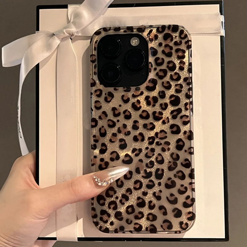 Phone Cases Dior - Schattige luipaardprint transparante telefoonhoes voor iPhone