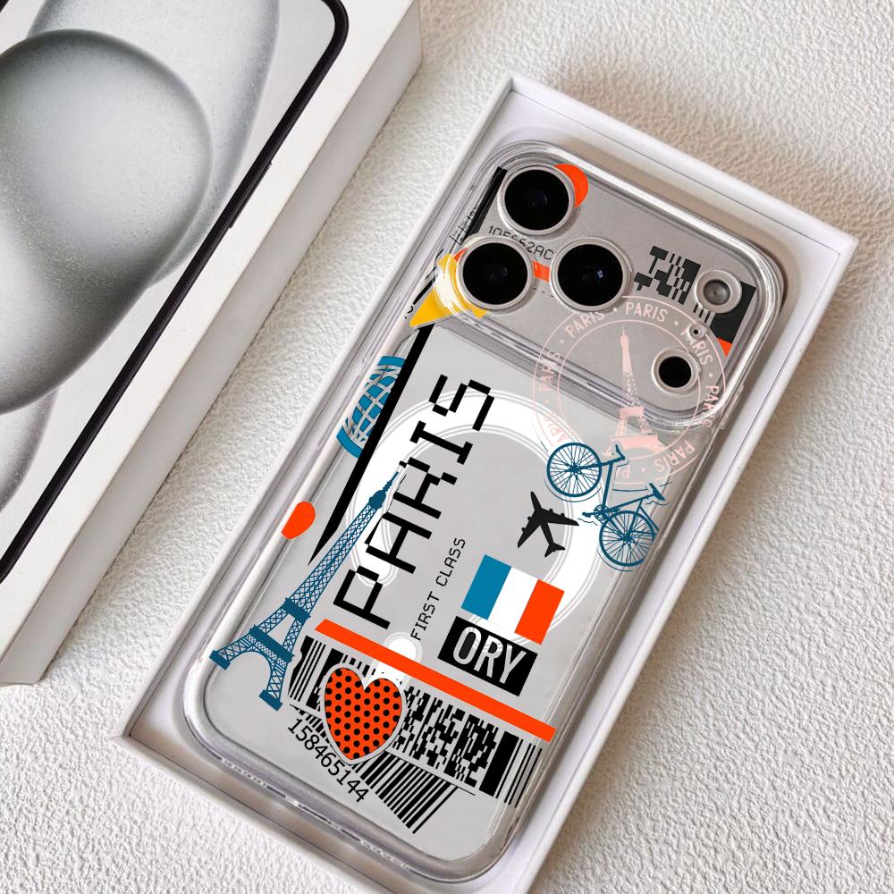 Phone Cases Transparent - Vliegticket Frankrijk Telefoonhoesje voor iPhone 17
