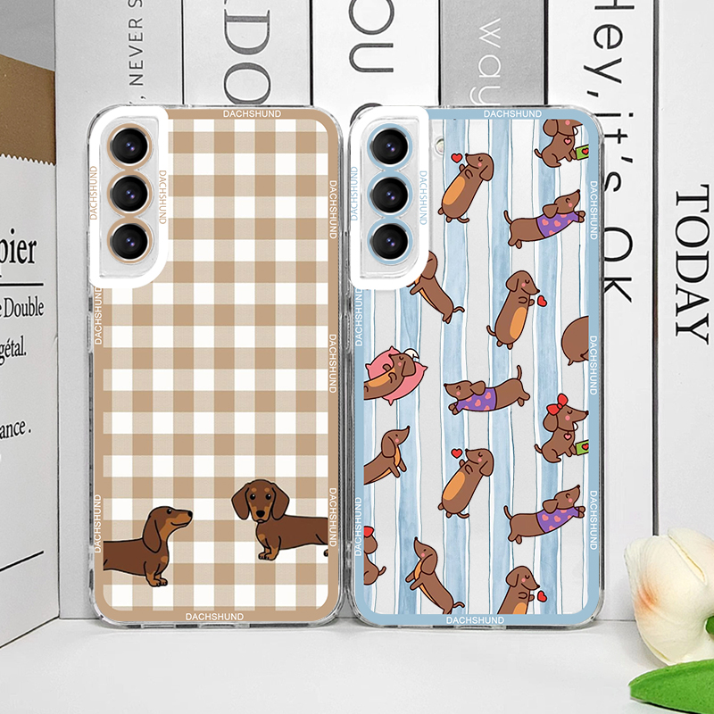 Phone Cases Samsung S24 - Schattige teckel telefoonhoesje voor Samsung Galaxy