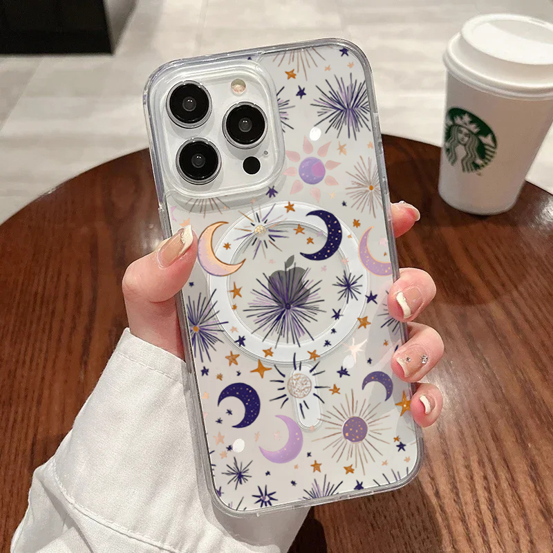 Phone Cases Transparent - Romantische Zon Maan Sterren Telefoonhoesje voor