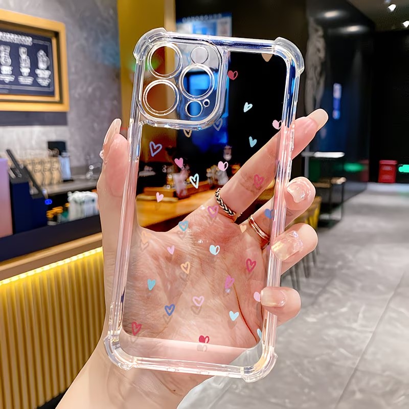 Phone Cases Transparent - Transparante hoekbeschermende telefoonhoes met kleurrijke harten